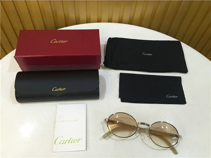 Cartier 7550178 55-22 White Curve Cattle Horn Sonnenbrille in Silberbraun - EUR FASHION