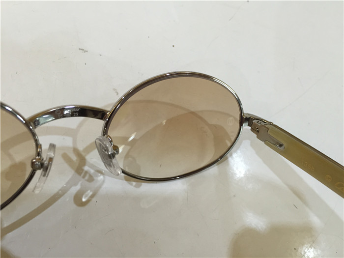 Cartier 7550178 55-22 White Curve Cattle Horn Sonnenbrille in Silberbraun - EUR FASHION