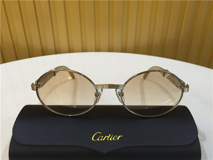 Cartier 7550178 55-22 White Curve Cattle Horn Sonnenbrille in Silberbraun - EUR FASHION