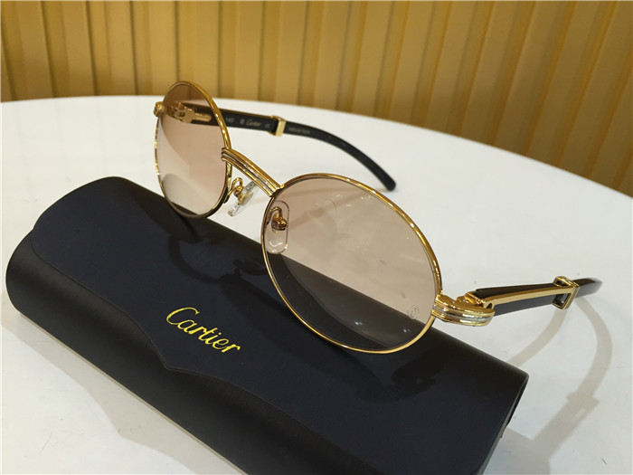 Cartier 7550178 55-22 Black Curve Cattle Horn Sonnenbrille in Goldbraun - EUR FASHION