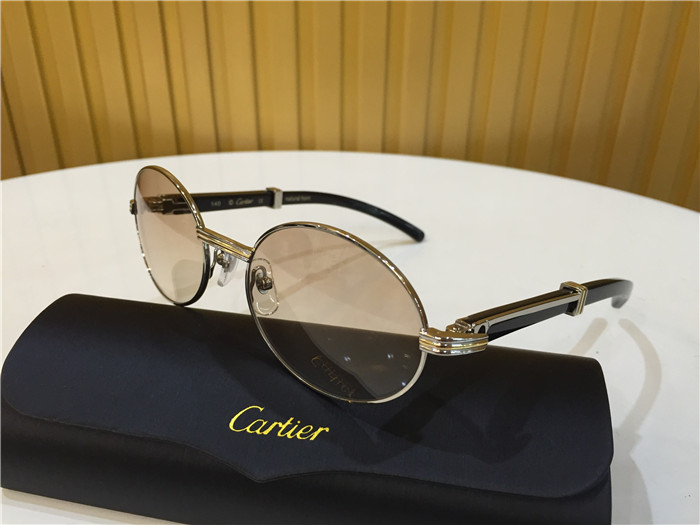 Cartier 7550178 55-22 Black Curve Cattle Horn Sonnenbrille in Silberbraun - EUR FASHION