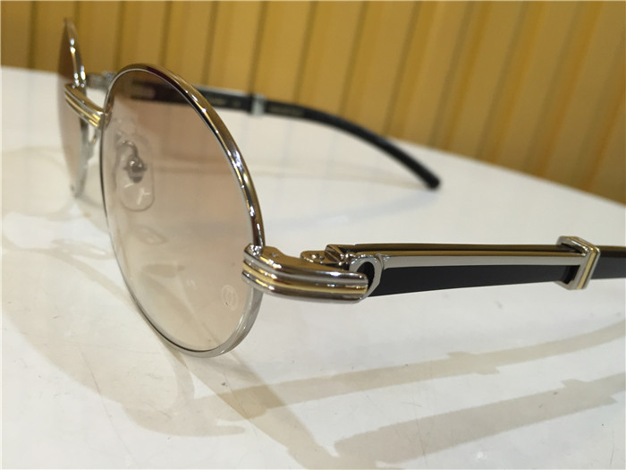 Cartier 7550178 55-22 Black Curve Cattle Horn Sonnenbrille in Silberbraun - EUR FASHION