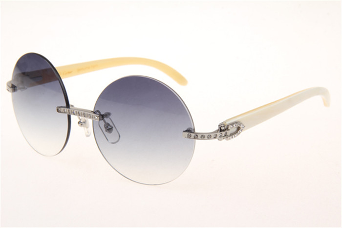 Cartier 3524012 Diamond White Buffalo Sonnenbrille in Silber mit grau verlaufenden runden Gläsern - EUR FASHION