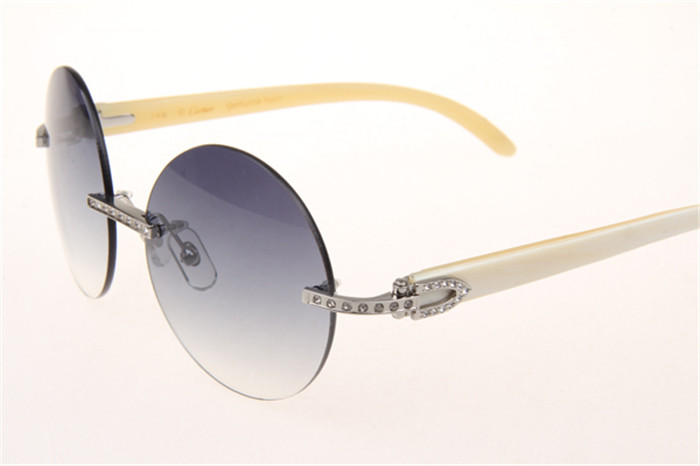 Cartier 3524012 Diamond White Buffalo Sonnenbrille in Silber mit grau verlaufenden runden Gläsern - EUR FASHION