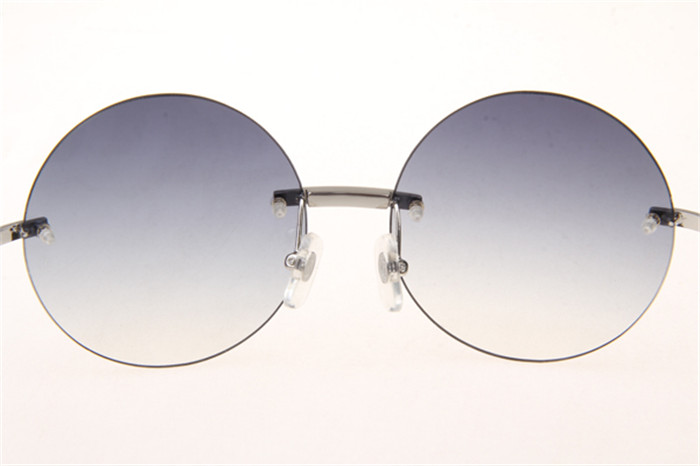 Cartier 3524012 Diamond White Buffalo Sonnenbrille in Silber mit grau verlaufenden runden Gläsern - EUR FASHION