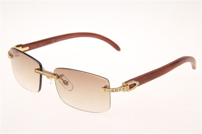 Cartier 3524012 Diamond Wood Sonnenbrille in Gold mit braunen Verlaufsgläsern - EUR FASHION