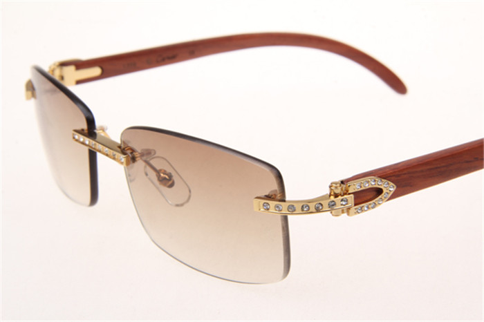 Cartier 3524012 Diamond Wood Sonnenbrille in Gold mit braunen Verlaufsgläsern - EUR FASHION