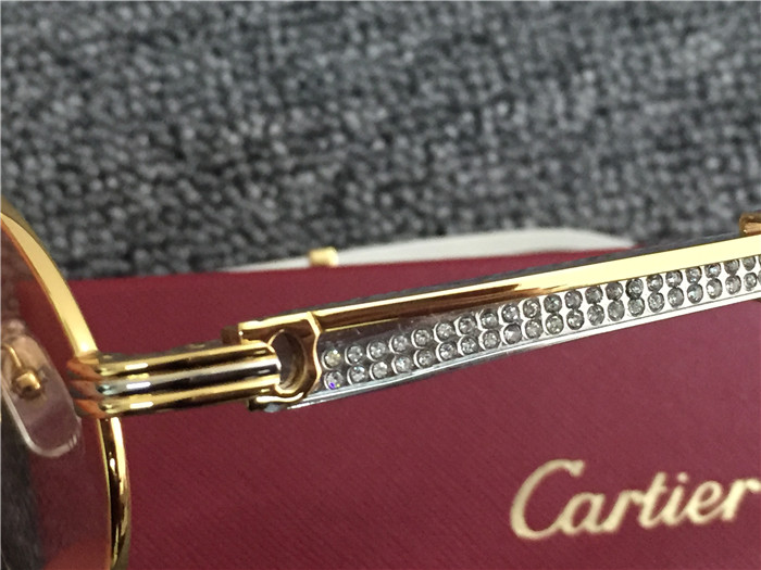 Cartier 7550178 55-22 Diamond Silver Curve Edelstahl-Sonnenbrille in Goldbraun - EUR FASHION