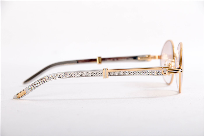 Cartier 7550178 55-22 Diamond Silver Curve Edelstahl-Sonnenbrille in Goldbraun - EUR FASHION