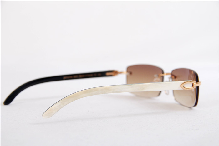 Cartier 3524012 Weiße Buffalo-Sonnenbrille mit großen Gläsern in Braun - EUR FASHION