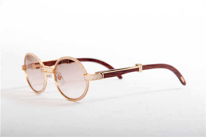 Cartier 7550178 55-22 Volldiamant-Holzsonnenbrille in Goldbraun - EUR FASHION