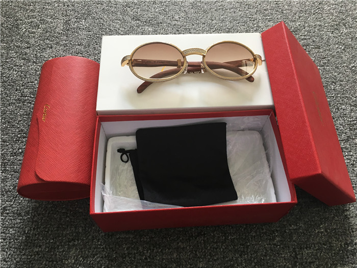 Cartier 7550178 55-22 Volldiamant-Holzsonnenbrille in Goldbraun - EUR FASHION