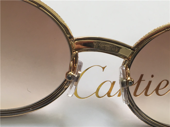 Cartier 7550178 55-22 Volldiamant-Holzsonnenbrille in Goldbraun - EUR FASHION