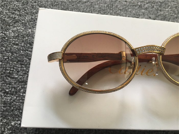 Cartier 7550178 55-22 Volldiamant-Holzsonnenbrille in Goldbraun - EUR FASHION