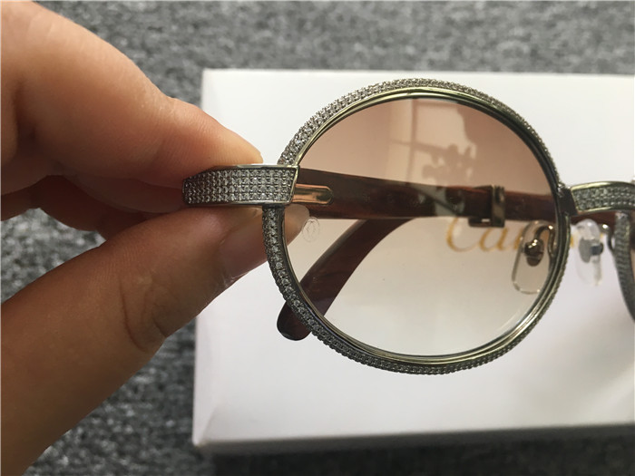 Cartier 7550178 57-22 Volldiamant-Holzsonnenbrille in Silberbraun - EUR FASHION