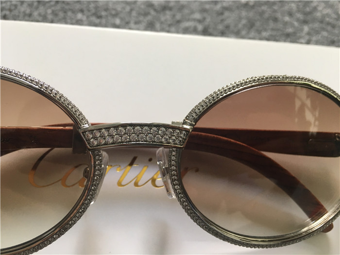 Cartier 7550178 57-22 Volldiamant-Holzsonnenbrille in Silberbraun - EUR FASHION