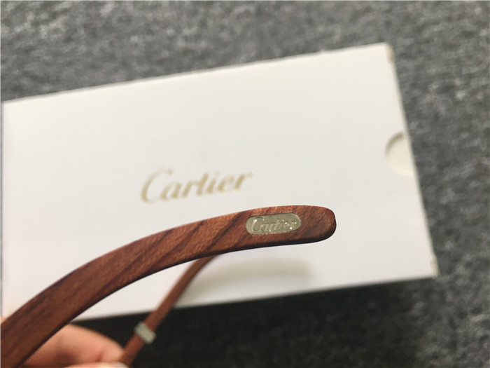 Cartier 7550178 57-22 Volldiamant-Holzsonnenbrille in Silberbraun - EUR FASHION