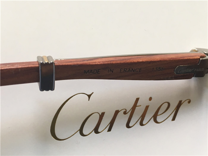 Cartier 7550178 57-22 Volldiamant-Holzsonnenbrille in Silberbraun - EUR FASHION