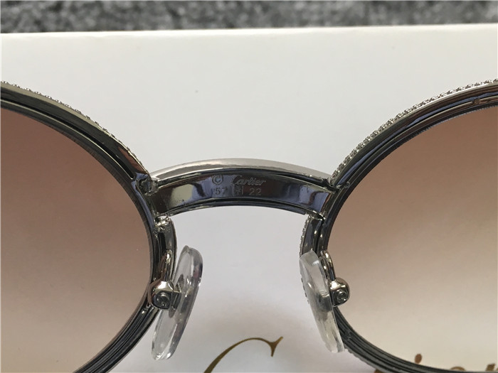 Cartier 7550178 57-22 Volldiamant-Holzsonnenbrille in Silberbraun - EUR FASHION