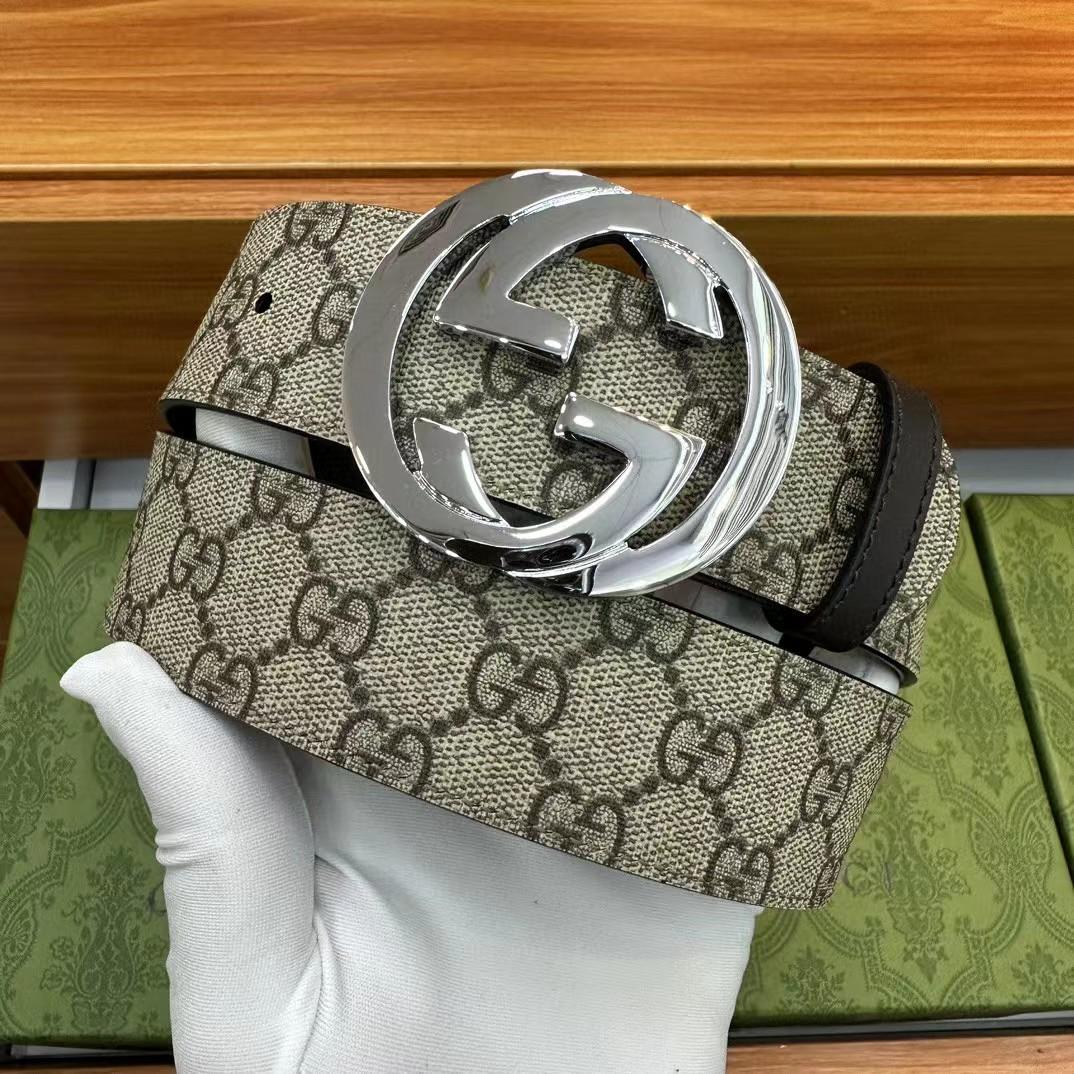 Gucci-Gürtel mit ineinandergreifender silberner G-Schnalle - EUR FASHION