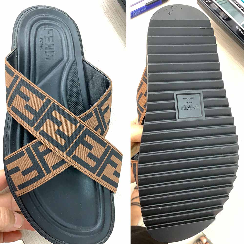 Fendi FF bedruckte Slides-Sandalen mit gekreuzten Riemen - EUR FASHION