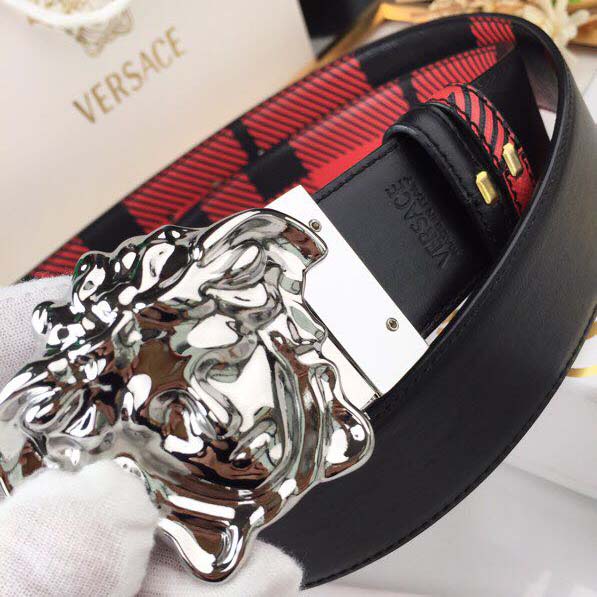 Versace Medusa Reversibler Ledergürtel mit silberner Schnalle - EUR FASHION