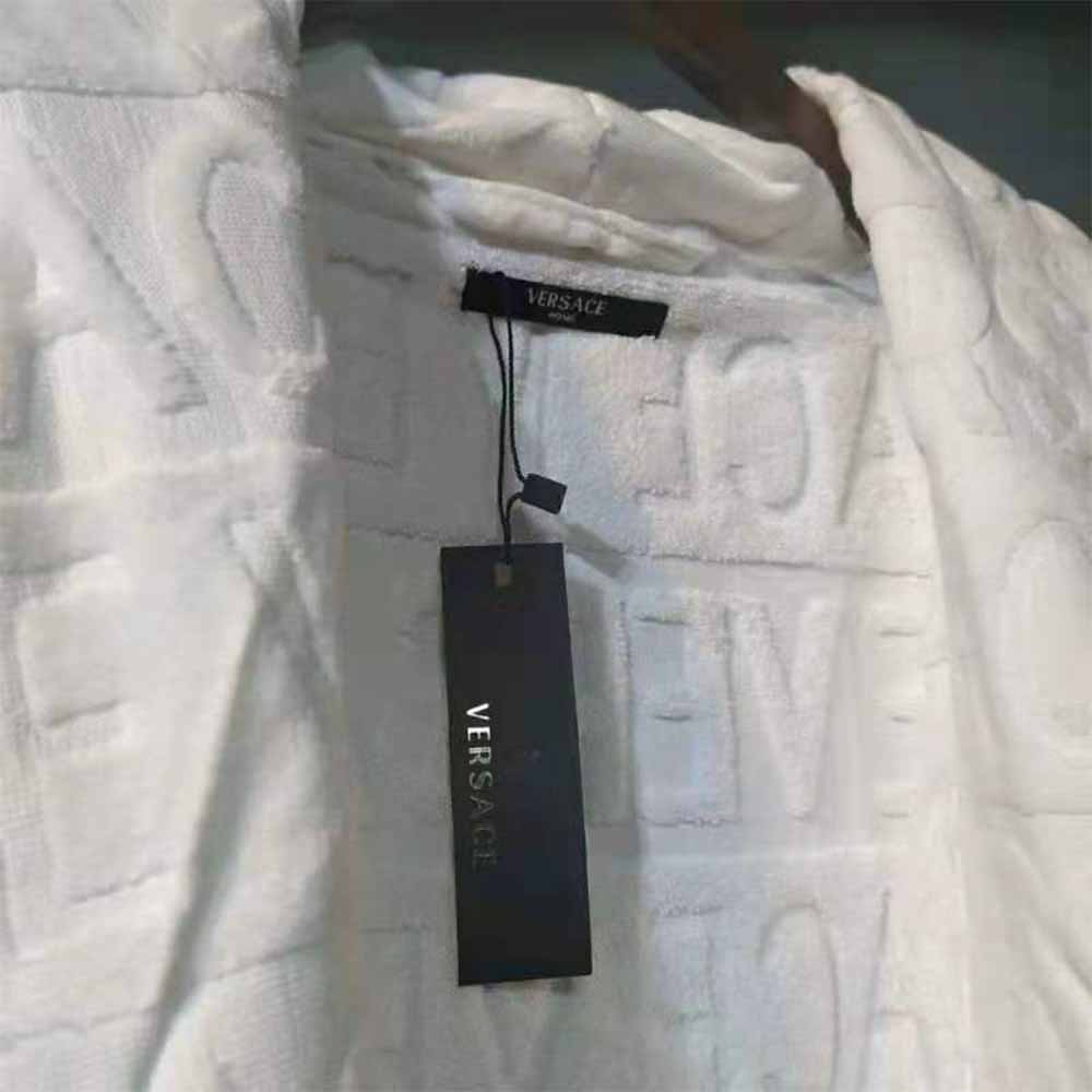 Weißer Bademantel aus Jacquard mit Versace-Palazzo-Logo - EUR FASHION