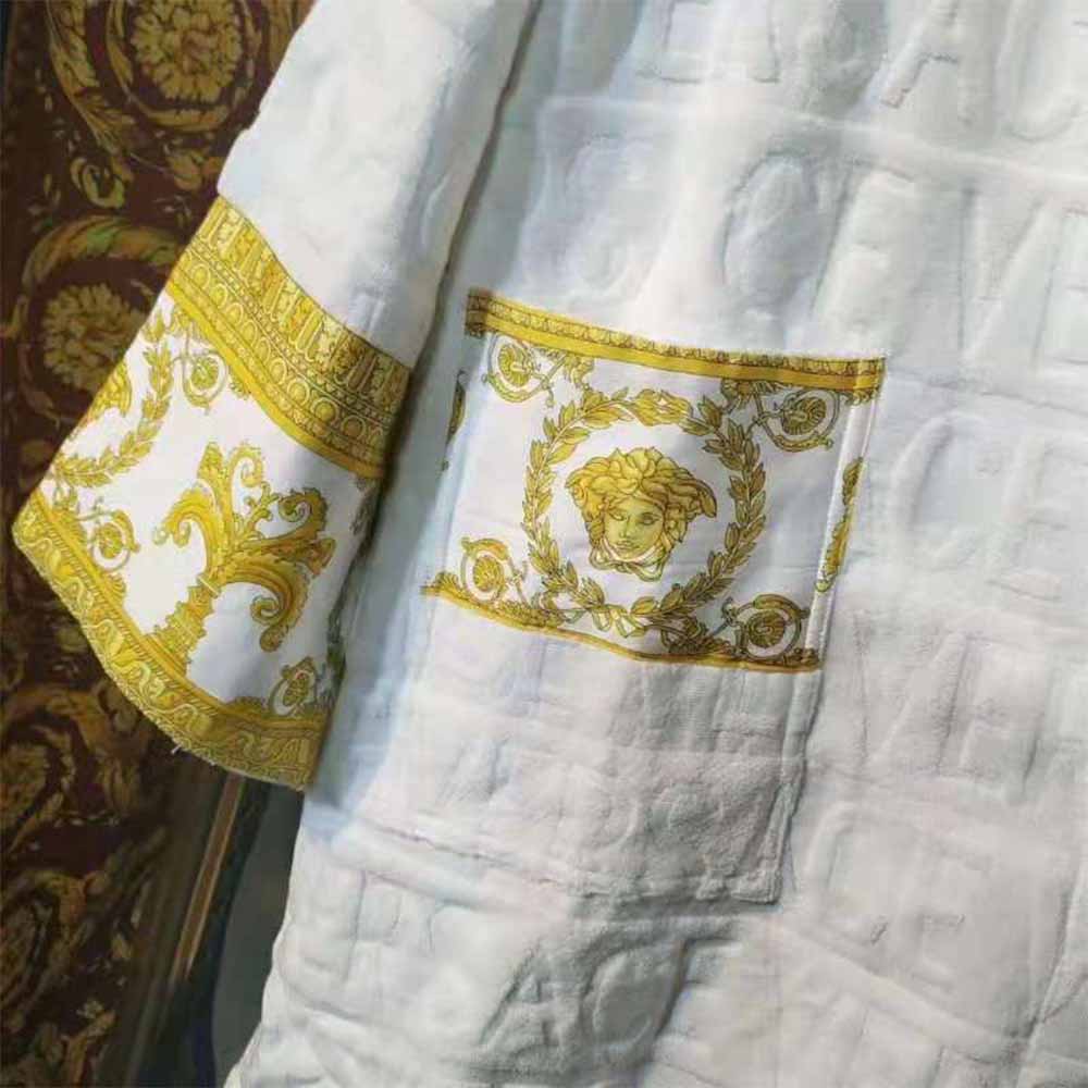 Weißer Bademantel aus Jacquard mit Versace-Palazzo-Logo - EUR FASHION