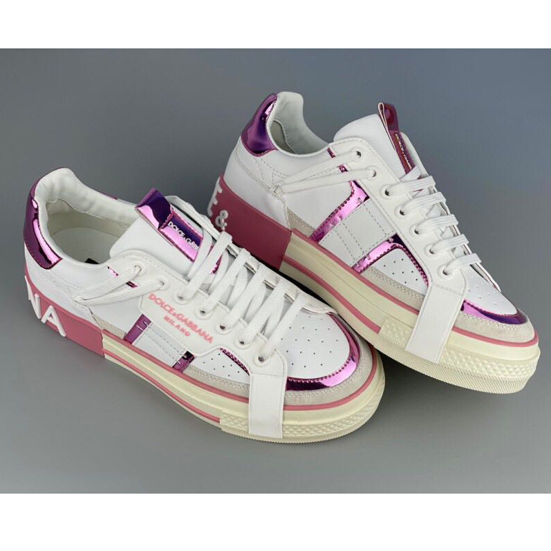 Dolce & Gabbana Kalbsleder 2Zero Custom Sneakers in Rosa - EUR FASHION