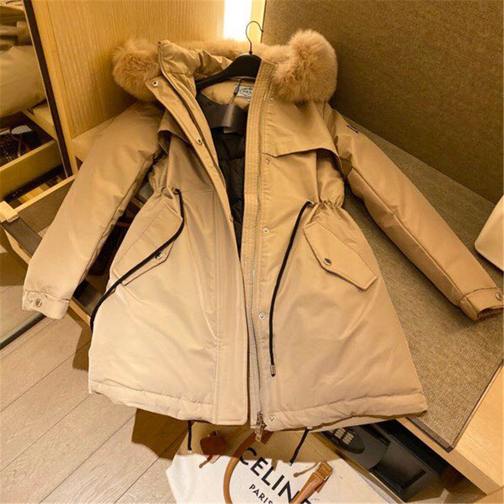 Prada abnehmbare lange Daunenjacke (Aprikose) - EUR FASHION