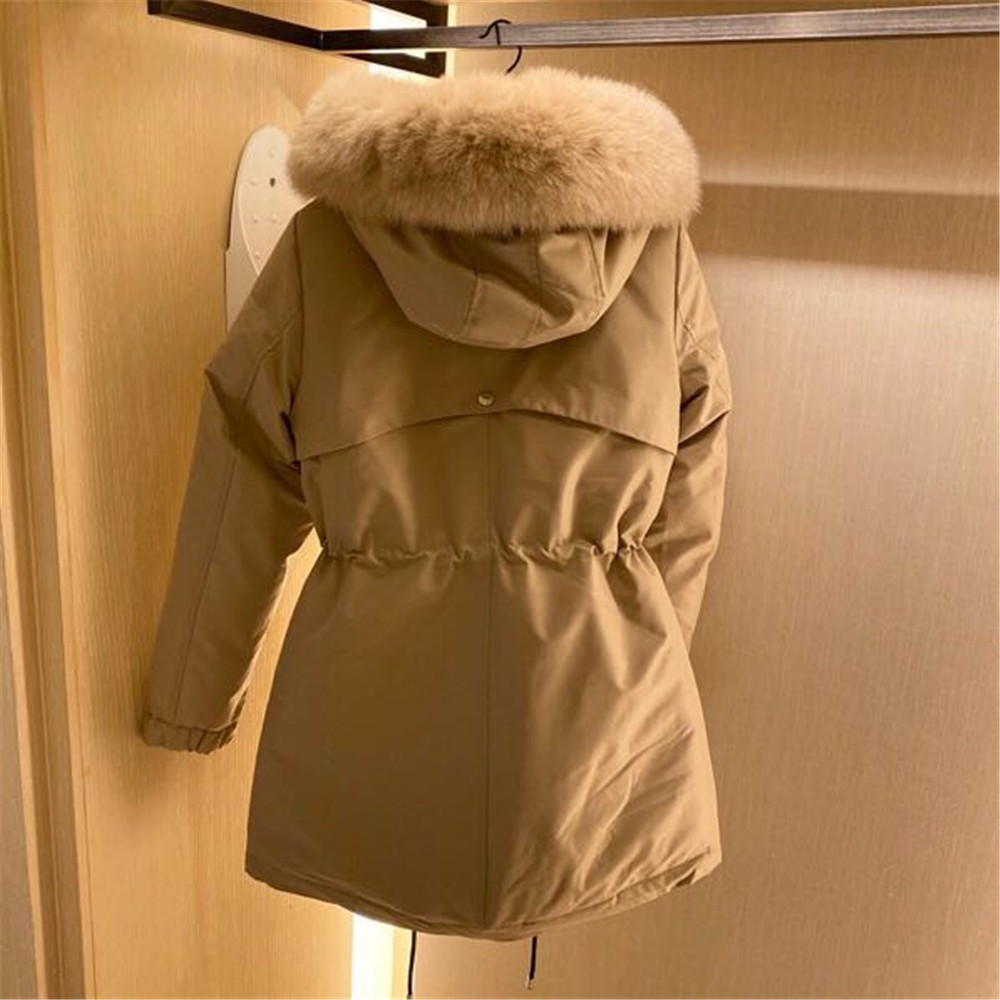 Prada abnehmbare lange Daunenjacke (Aprikose) - EUR FASHION