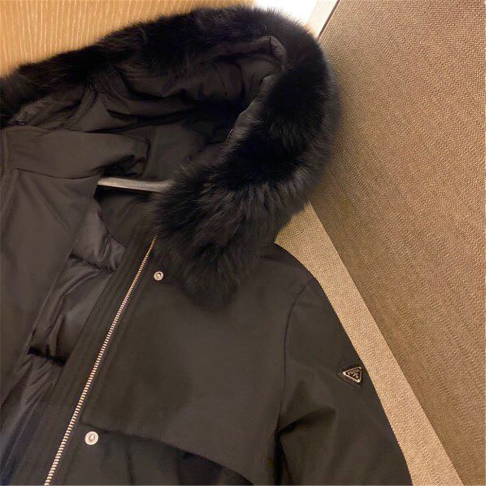 Prada abnehmbare lange Daunenjacke (schwarz) - EUR FASHION