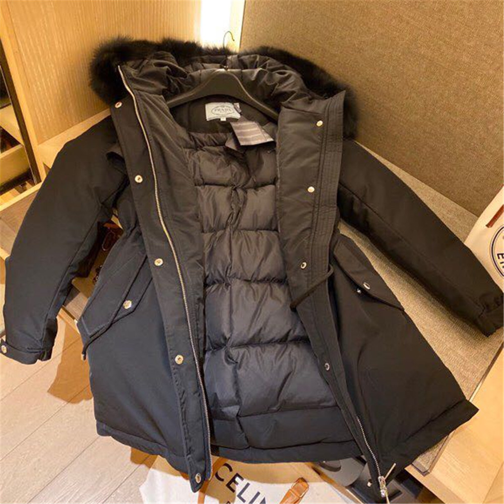 Prada abnehmbare lange Daunenjacke (schwarz) - EUR FASHION