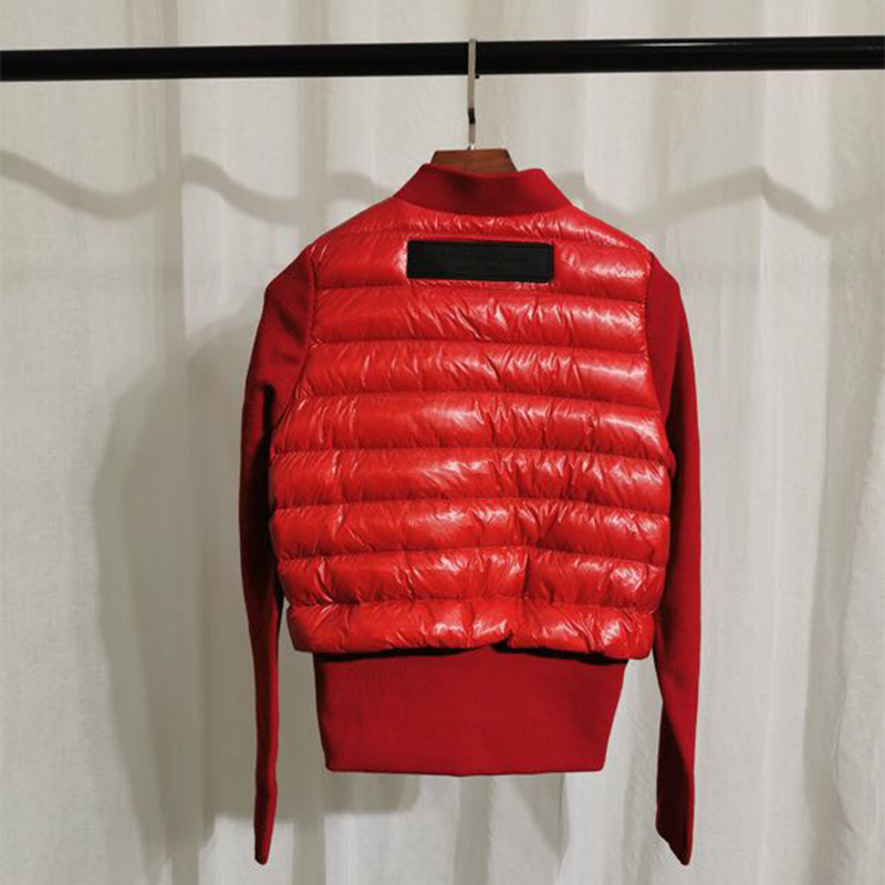 Moncler Damen wattierte gestrickte kurze Daunenjacke Rot - EUR FASHION