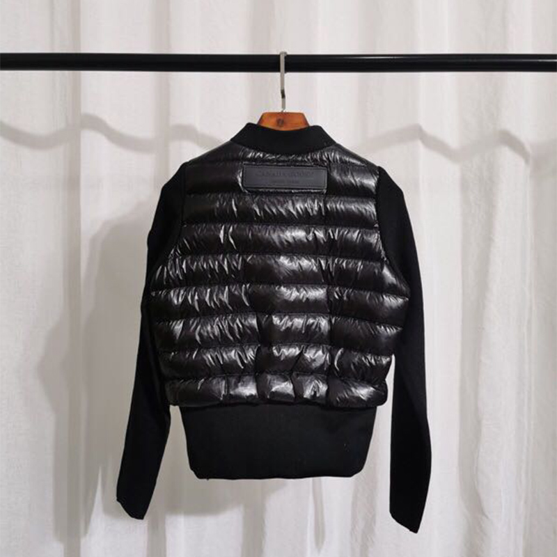Moncler Mon Damen wattierte gestrickte kurze Daunenjacke Schwarz - EUR FASHION