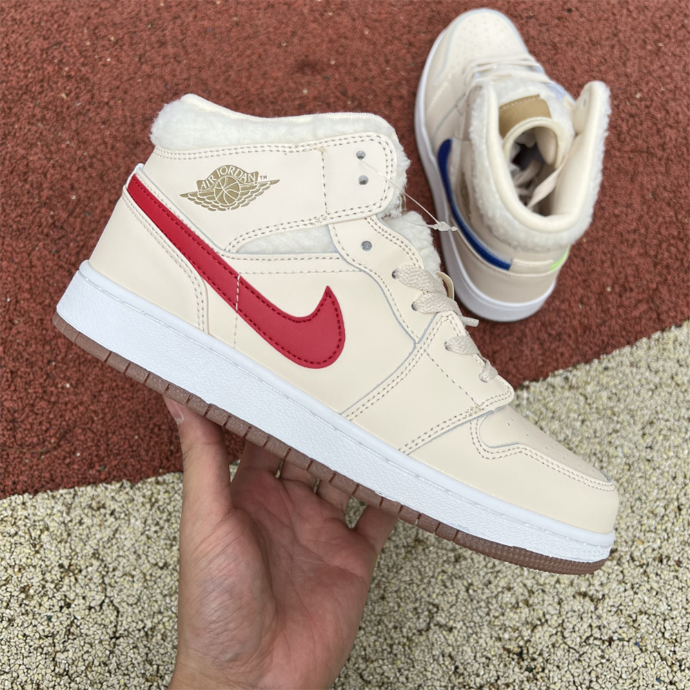 Jordan AJ1 Mid Mehrfarbiger Hook-Sneaker in Milchweiß - EUR FASHION