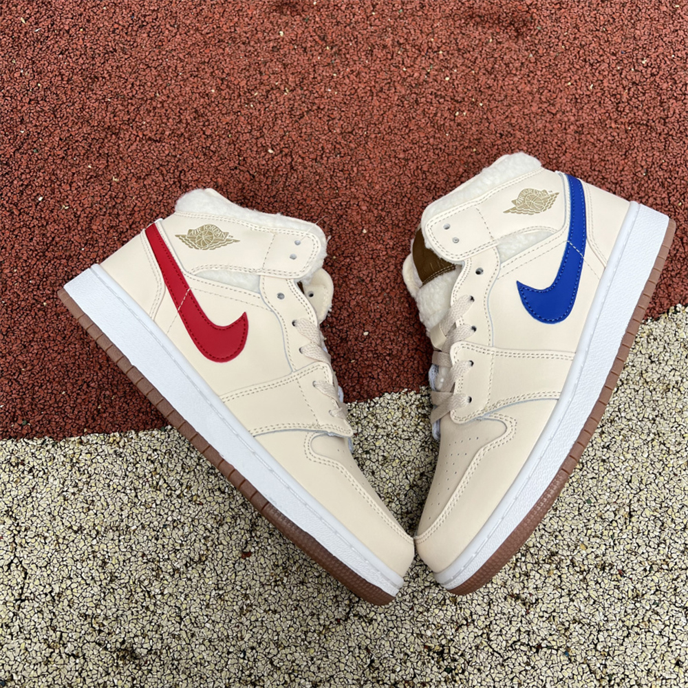 Jordan AJ1 Mid Mehrfarbiger Hook-Sneaker in Milchweiß - EUR FASHION