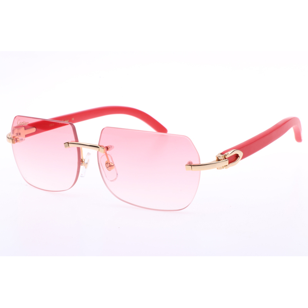 Cartier 8300818 Sonnenbrille aus rotem Holz in Gold mit Farbverlauf in Rosa - EUR FASHION