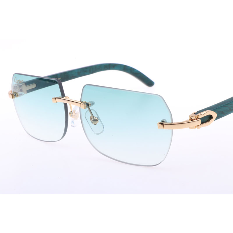 Cartier 8300818 Holzsonnenbrille mit gravierter Linse in Silberbraun - EUR FASHION