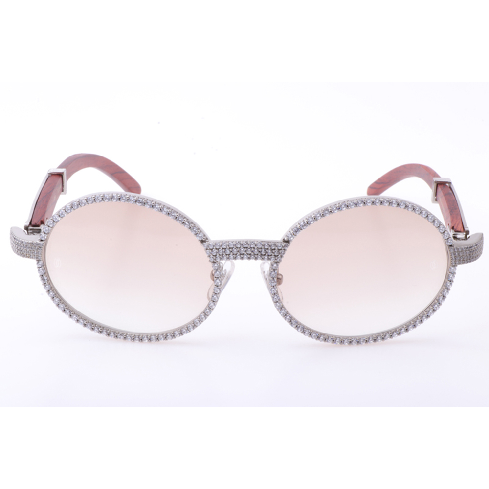 Cartier 7550178 55-22 Neue Volldiamant-Holzsonnenbrille in Silberbraun - EUR FASHION