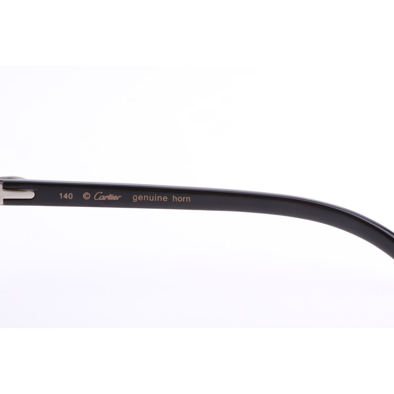 Cartier 8300818 Gravierte Linse White Mix Black Buffalo Sonnenbrille in Silberbraun - EUR FASHION
