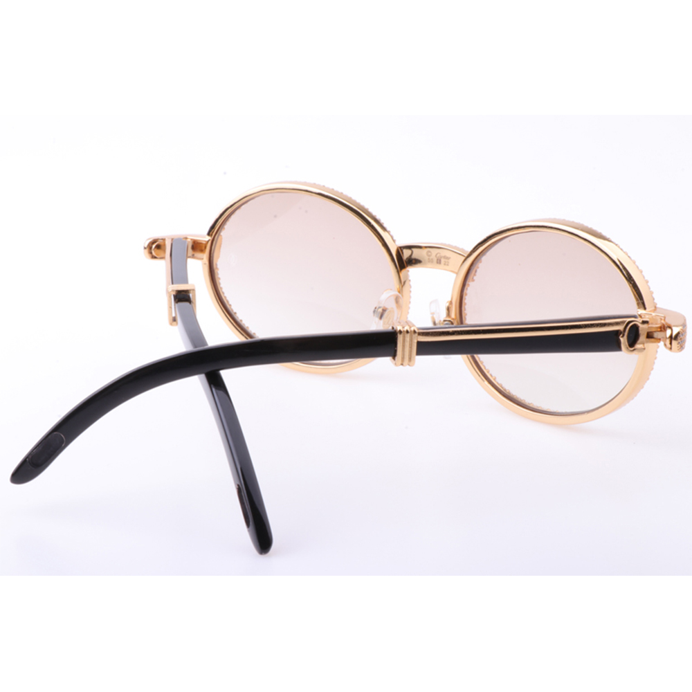 Cartier 7550178 55-22 Neue Full Diamond Black Buffalo Sonnenbrille in Goldbraun - EUR FASHION