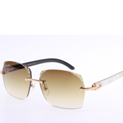 Cartier 8300818 Gravierte Linse White Mix Black Buffalo Sonnenbrille in Goldbraun - EUR FASHION