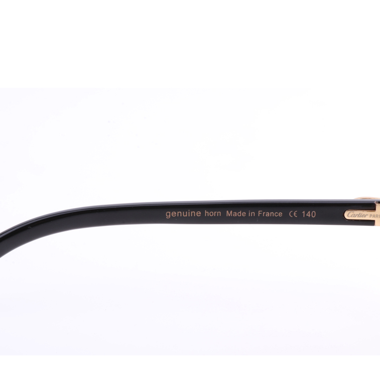 Cartier 8300818 Gravierte Linse White Mix Black Buffalo Sonnenbrille in Goldbraun - EUR FASHION