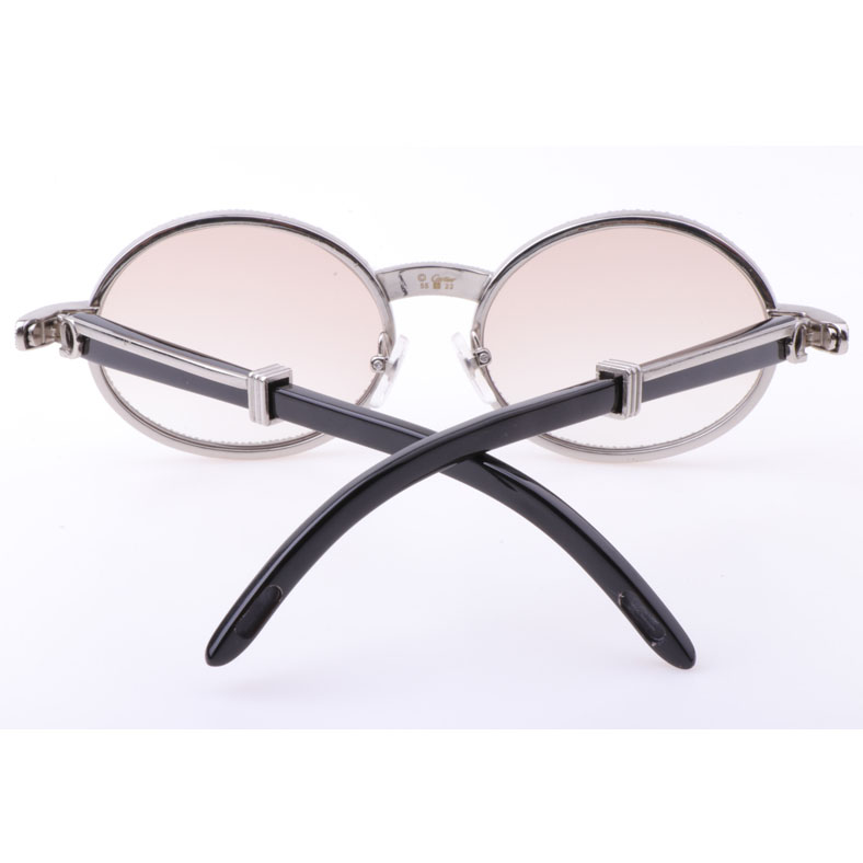 Cartier 7550178 55-22 Neue Full Diamond Black Buffalo Sonnenbrille in Silberbraun - EUR FASHION