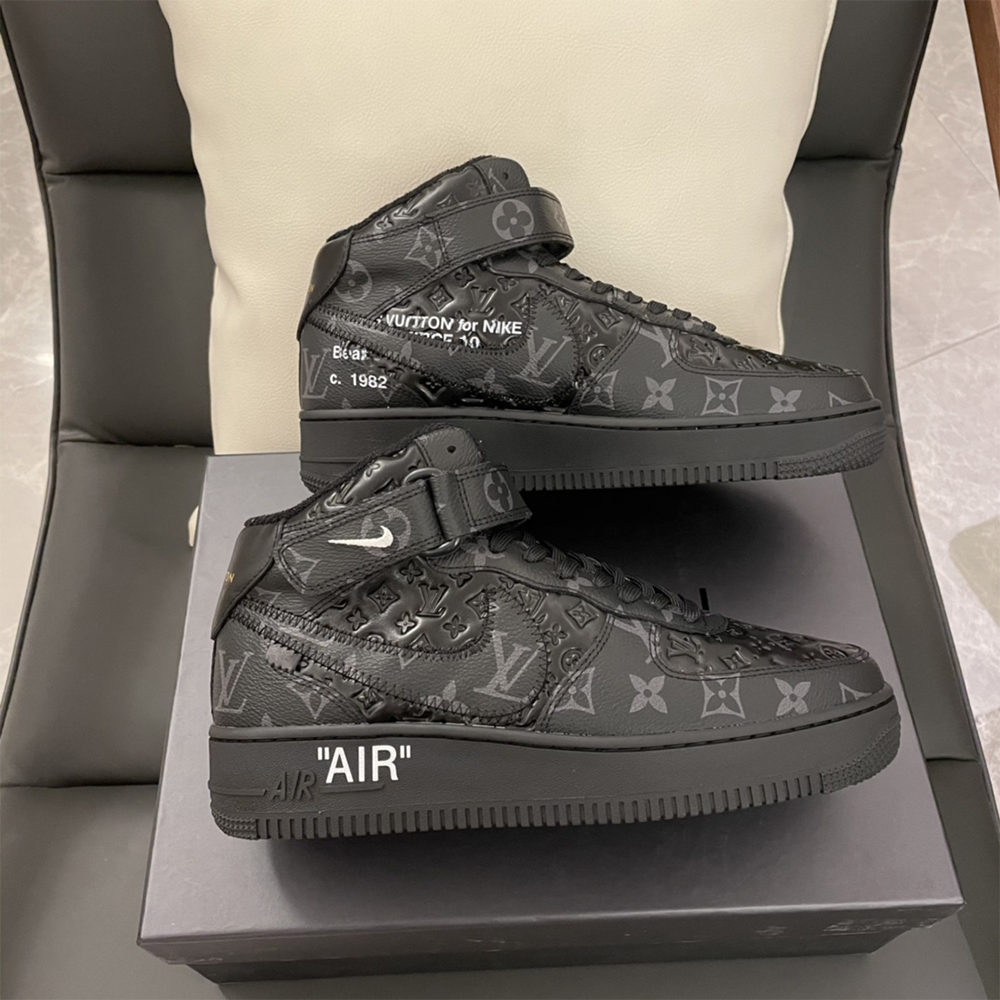 Louis Vuitton X Nike Air Force 1 Mid-Top-Sneaker in ganz Schwarz - EUR FASHION