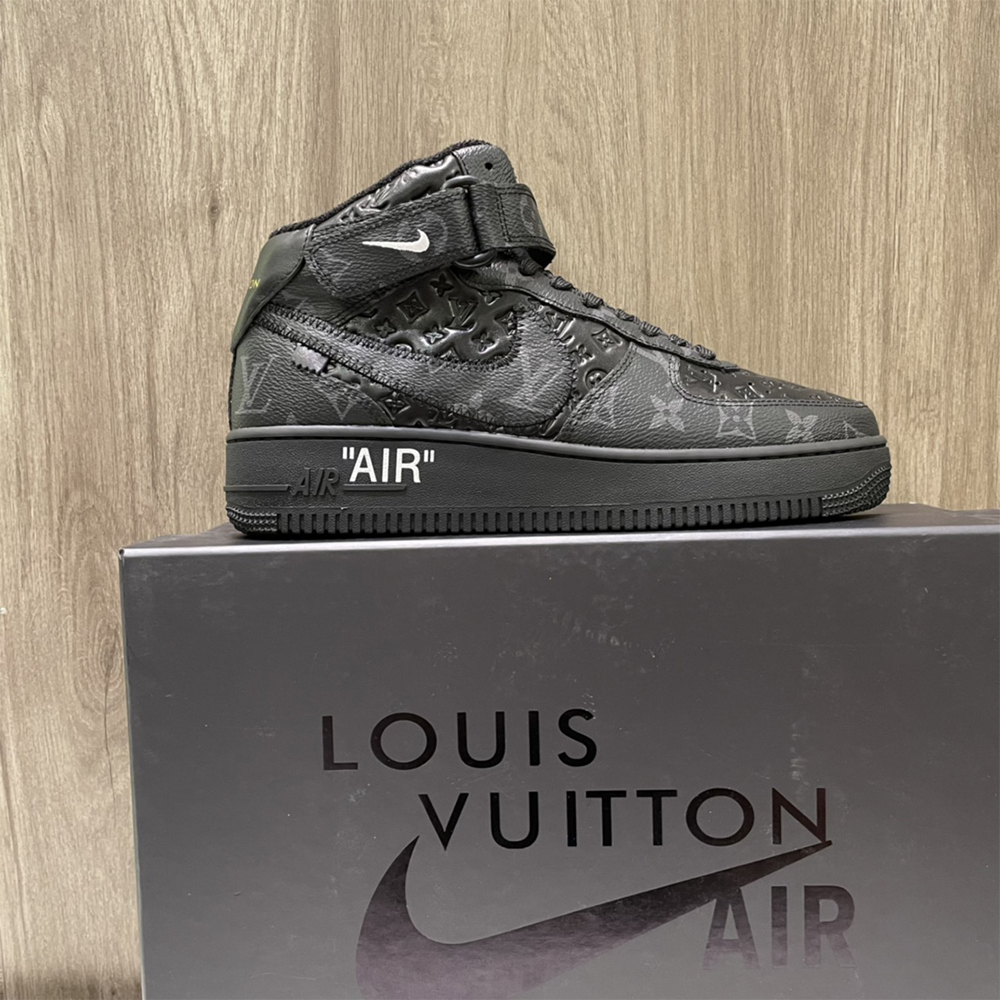 Louis Vuitton X Nike Air Force 1 Mid-Top-Sneaker in ganz Schwarz - EUR FASHION