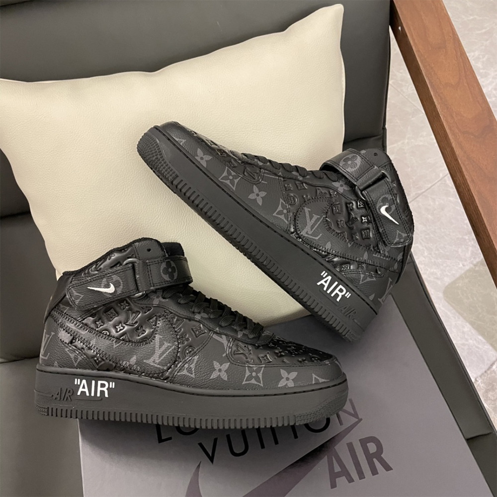 Louis Vuitton X Nike Air Force 1 Mid-Top-Sneaker in ganz Schwarz - EUR FASHION