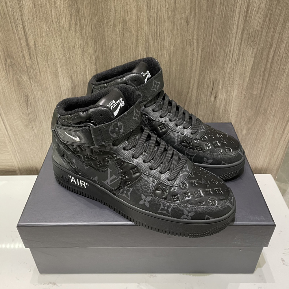 Louis Vuitton X Nike Air Force 1 Mid-Top-Sneaker in ganz Schwarz - EUR FASHION