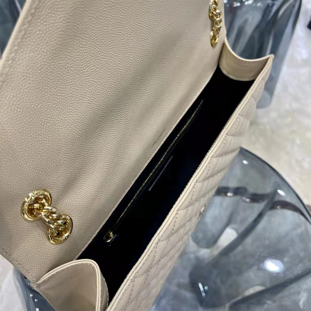 Große Saint Laurent Envelope-Tasche aus geprägtem Matelasse-Leder mit Grain-de-Poudre-Prägung - EUR FASHION